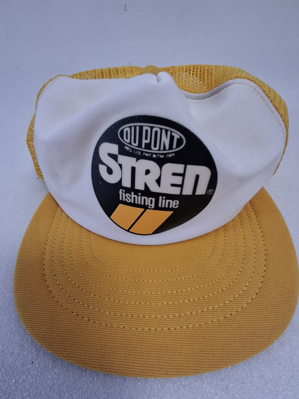 Stren fishing line Dupont Yellow Mesh Snap back Cap Hat nwot
